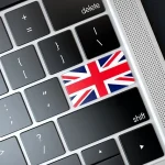 laptop keyboard with union jack flag enter key