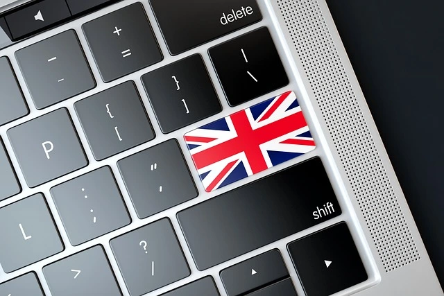 laptop keyboard with union jack flag enter key